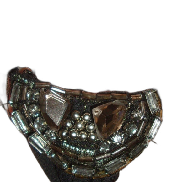 Karen Millen Silk Dress Lined Jeweled Sequins Sz. 2 Black Formal Knee Length - Picture 4 of 10